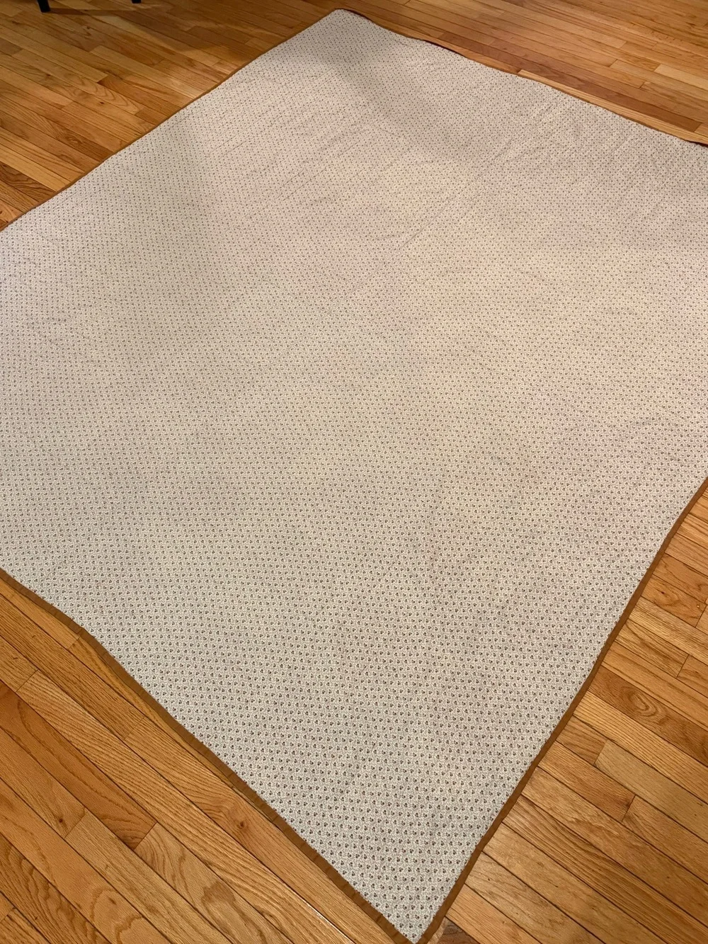 VTG Handmade Appalachian Granny Patchwork Quilt Cream, Orange & Brown 85 x 75